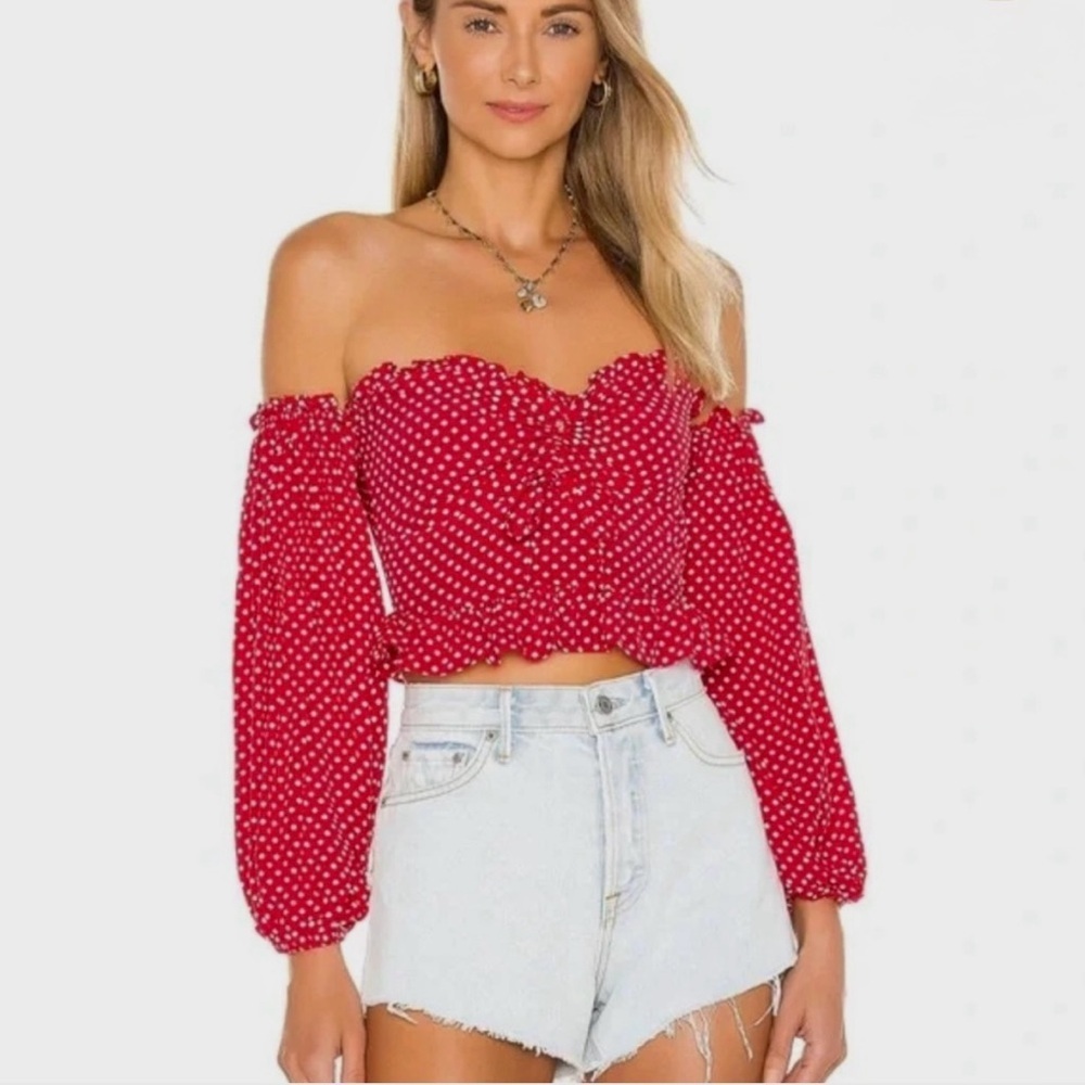Privacy Please Arianna Top in Red & White
Dot
